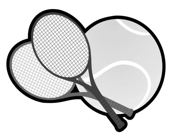 Icona Della Racchetta Tennis Bianco Nero Illustrazione Vettoriale — Vettoriale Stock