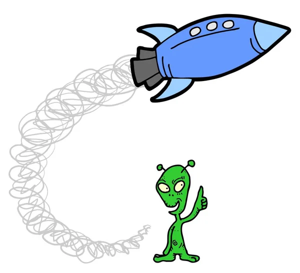Illustration Vectorielle Extraterrestre Fusée — Image vectorielle
