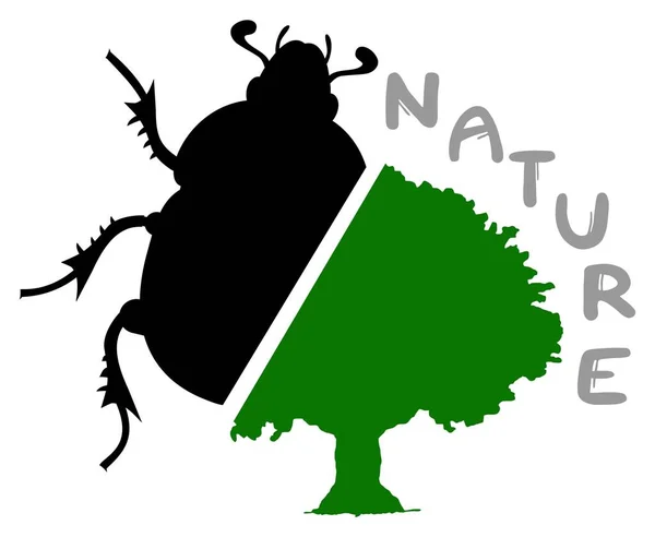 Beetle Und Baum Icon Vektor Illustration — Stockvektor