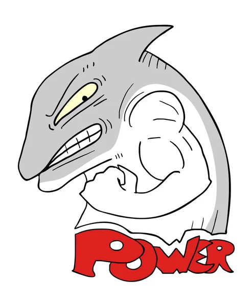 Potencia Tiburón Vector Ilustración — Vector de stock