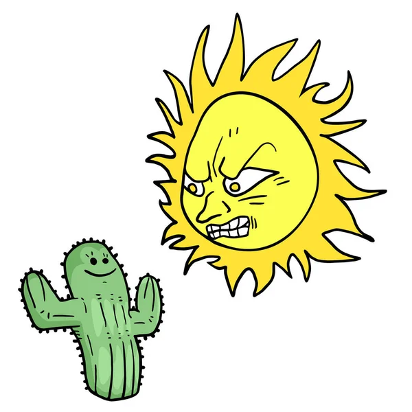 Soleil Colère Tirage Cactus — Image vectorielle