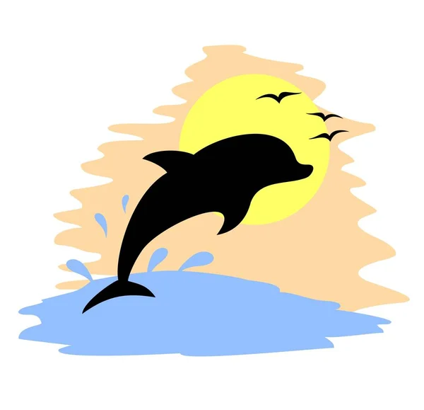 Дельфін Сонце Малює Векторні Ілюстрації — стоковий вектор