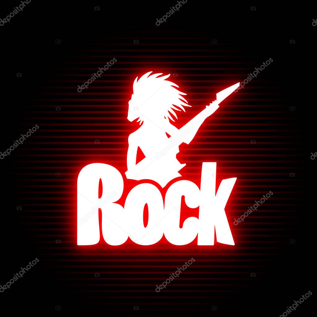 rock neon symbol vector illustration