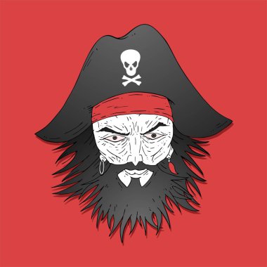 Kaba korsan yüz vektör illüstrasyonu