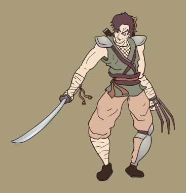 Savaşçı çizim vektör illüstrasyonu 