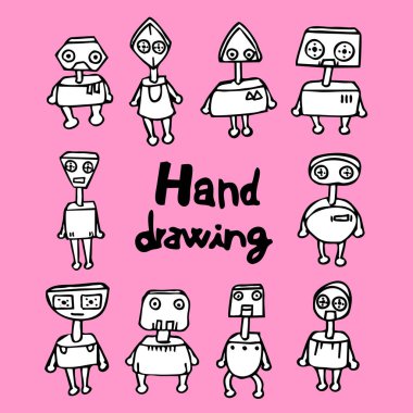 set of cute cartoon characters of the future. vector illustration