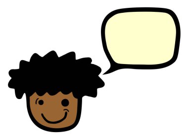 Konuşma baloncuklu el çizimi çizgi karakterin vektör çizimi, sohbet mesajı 