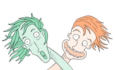 İki şaşırmış yüz vektör illüstrasyonu