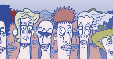 Bir grup insanın vektör çizimi