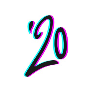 Yeni yıl 2020 sembol vektör illüstrasyonu 