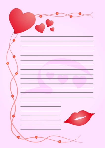 Rosa Valentine Brief Vektor Illustration — Stockvektor