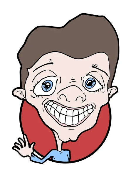 Caricature Homme Avec Faux Sourire — Image vectorielle