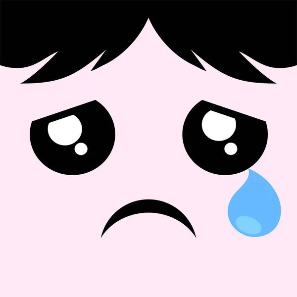 Cry Face Draw Vector Illustration — Stock Vector