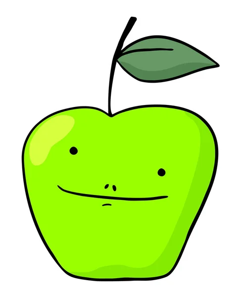 Illustration Drôle Vecteur Pomme Verte — Image vectorielle