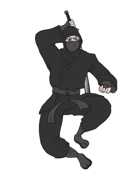 Angriff Ninja Vektor Illustration — Stockvektor