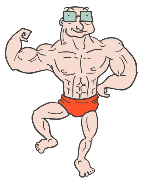 Muscle Old Man Vector Illustration — Stock Vector