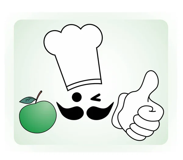 Chef Green Apple White Background — Vetor de Stock