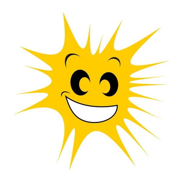 Vector Illustration Happy Cartoon Sun — Stock Vector