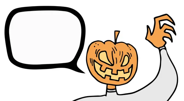 Pumpkin Monster Speech Bubble Chat Message Vector Illustration White Background — Stock Vector