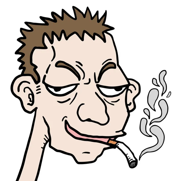 Vektorová Ilustrace Ručně Kresleného Komiksového Znaku Cigaretou — Stockový vektor