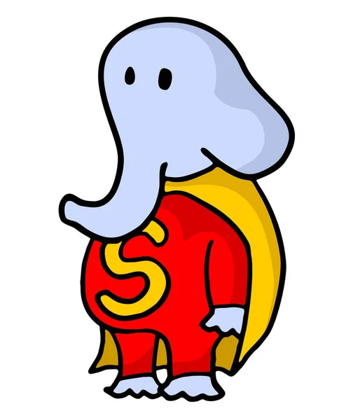 Divertente Elefante Eroe Vettore Illustrazione — Vettoriale Stock