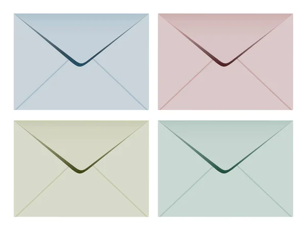 Vektorillustration Von Mail Icons Umschläge Vier Farben — Stockvektor