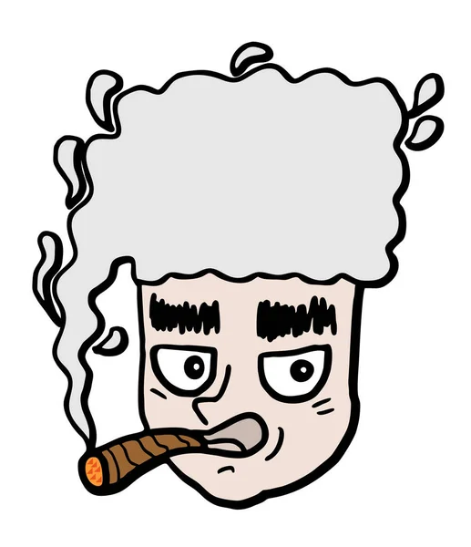 Illustrazione Vettoriale Del Personaggio Comico Disegnato Mano Con Sigaretta — Vettoriale Stock