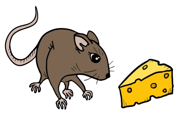 Mouse Cheese Vector Illustration — Stock Vector