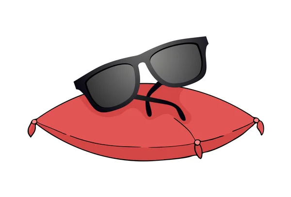 Elegant Röd Kudde Med Solglasögon — Stock vektor