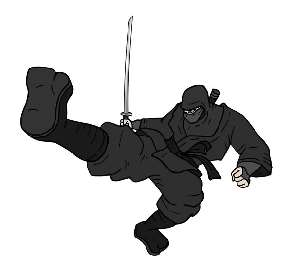 Kick Ninja Vektor Illustration — Stockvektor