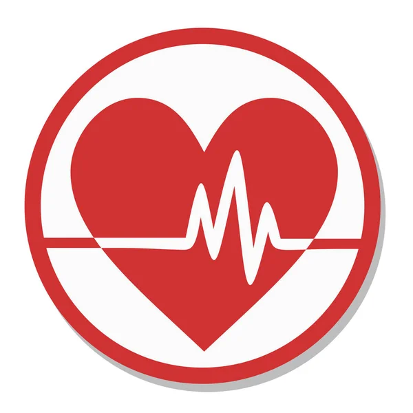 Kalp Etiketi Nabız Vektör Çizimi — Stok Vektör