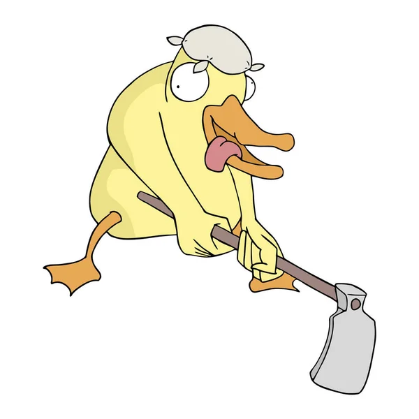 Funny Duck Working Vector Illustration — Stock Vector