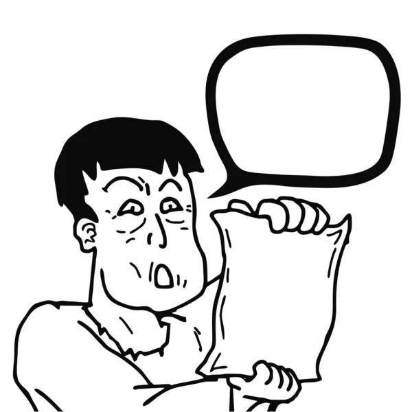 Illustration Vectorielle Personnage Comique Dessiné Main Avec Bulle Vocale Message — Image vectorielle