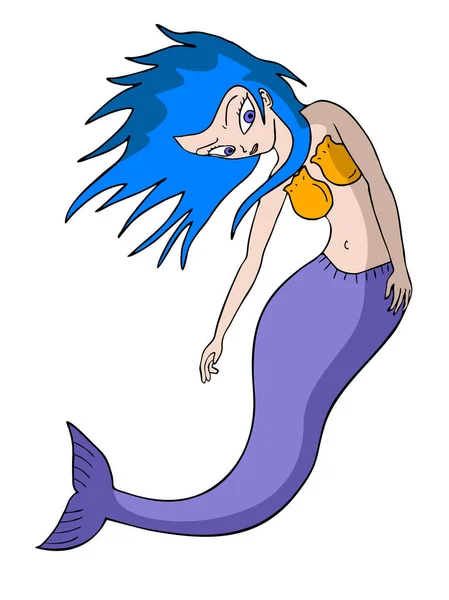 Bastante Sirena Dibujar Vector Ilustración — Vector de stock