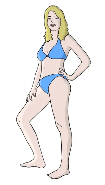 Blauwe Bikini Tekening Vector Illustratie — Stockvector