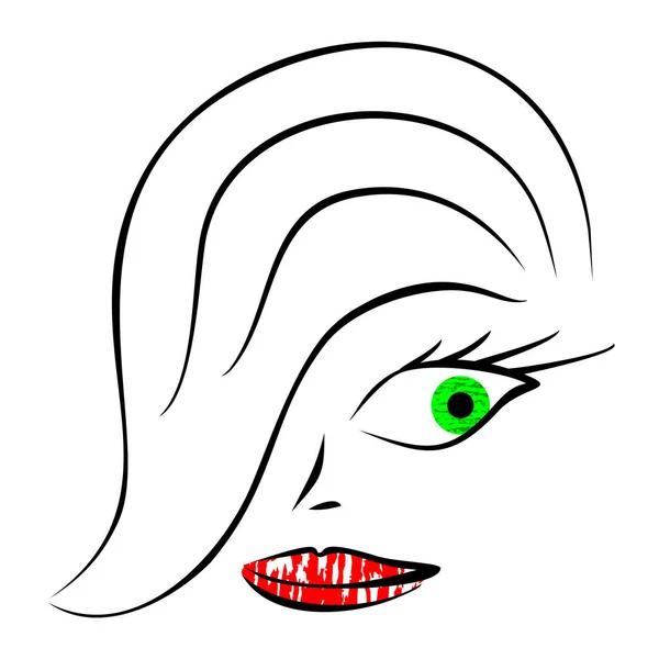 Ilustración Vectorial Una Mujer Con Una Cara — Vector de stock