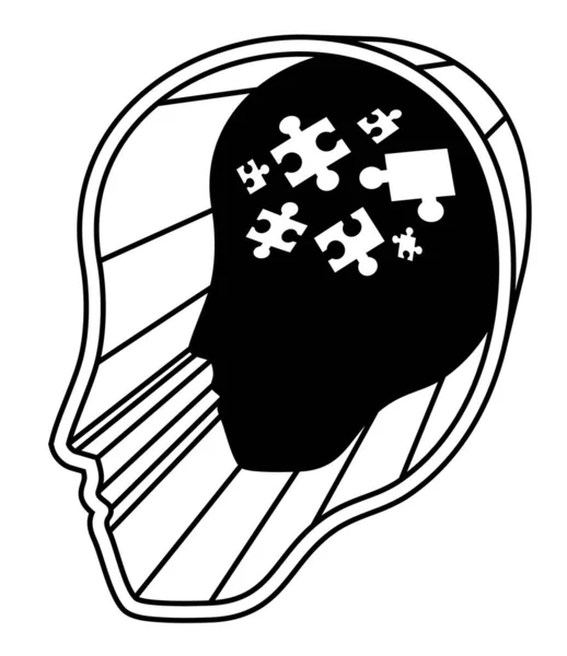 Puzzle Mental Vector Humano Ilustración — Archivo Imágenes Vectoriales