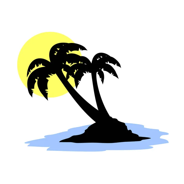 Palmeira Silhueta Ícone Vetor Ilustração Design — Vetor de Stock