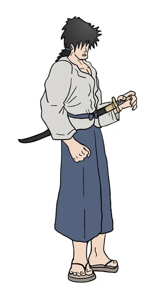 Samurai Guerreiro Vetor Ilustração — Vetor de Stock