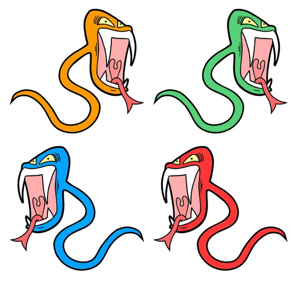 Conjunto Cobras Cor Ilustração Vetorial — Vetor de Stock