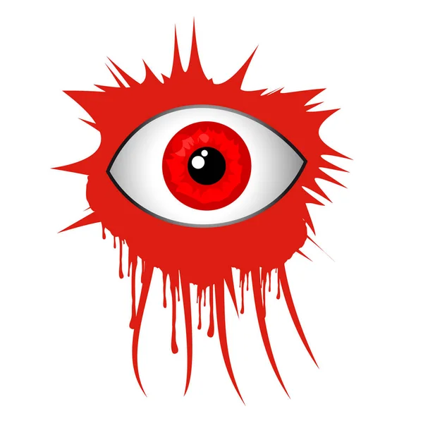 Illustrazione Vettoriale Cartone Animato Occhio Rosso — Vettoriale Stock