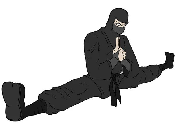 Ninja Krigare Rita Vektor Illustration — Stock vektor