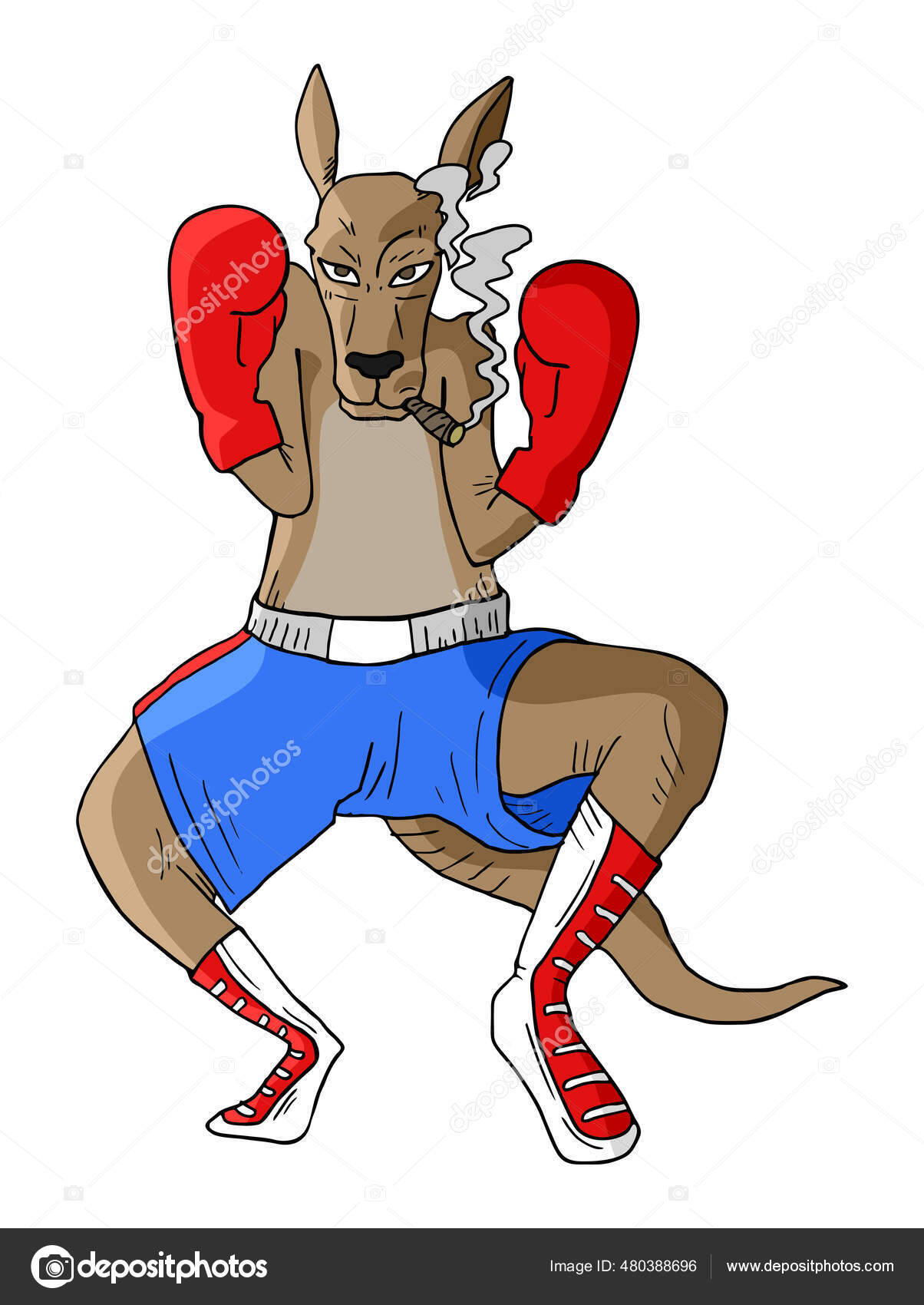 Kangaroo Boxing Vector Illustration Stock Vector by ©RATOCA 480388696