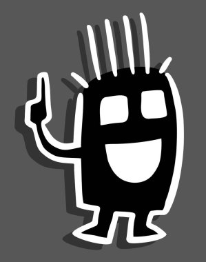 Elleri işaret eden karakterin vektör çizimi