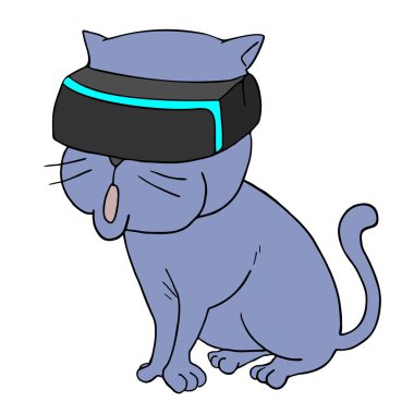 Sanal gerçeklik gözlüklü komik kedi.