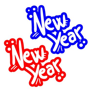 Elle çizilmiş yeni yıl harfleri. vektör illüstrasyonu.