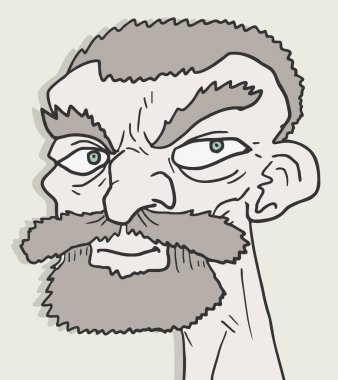 karikatür eski yüz, vektör illüstrasyon