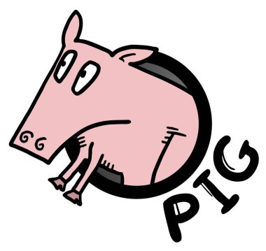hand drawn cartoon pig with a pen