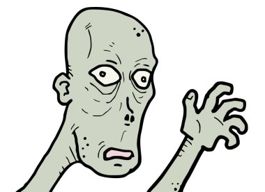 Zombi elini sallıyor.