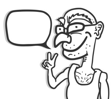 Konuşma baloncuklu el çizimi komik karakterin vektör çizimi